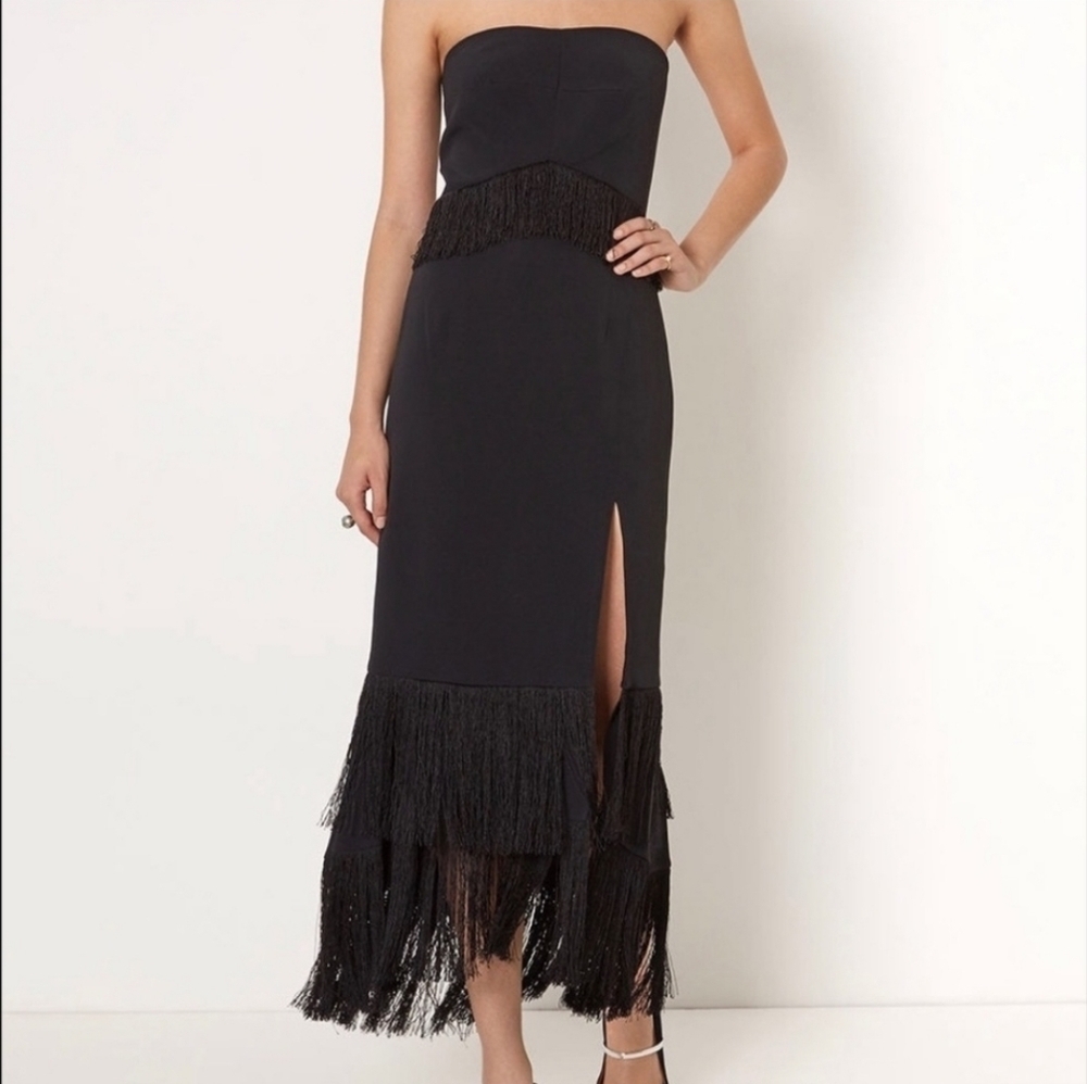Jonathan Simkhai Nude fringe strapless dress